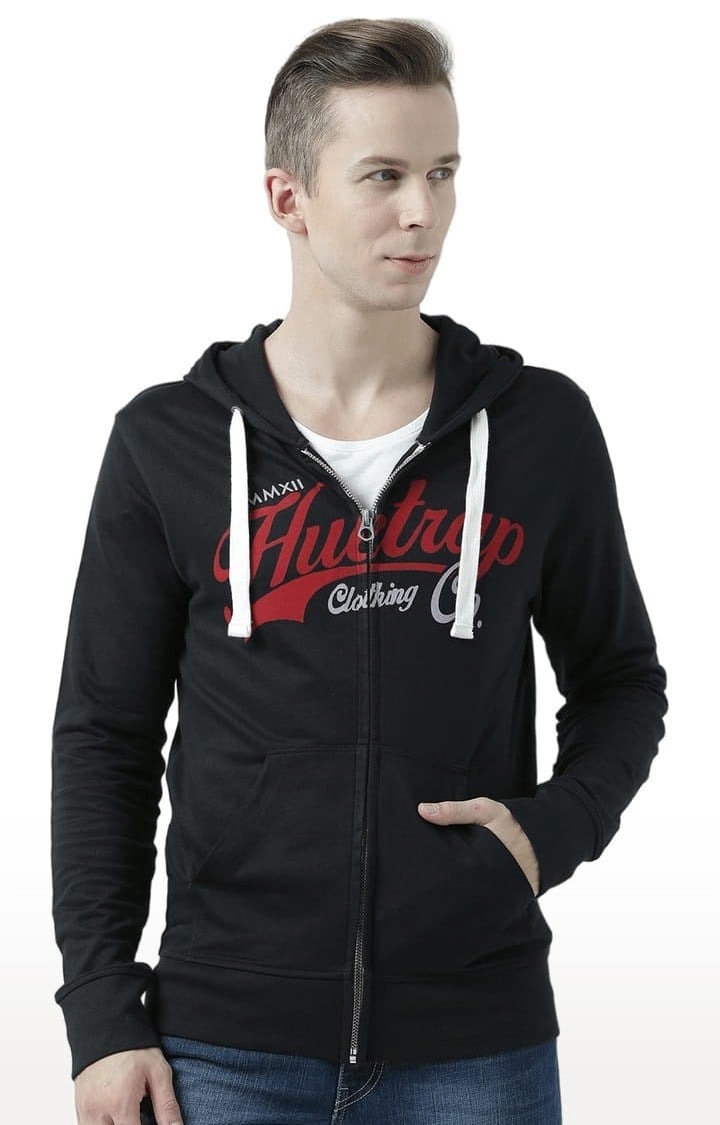 Men's Black Typographic Hoodies
