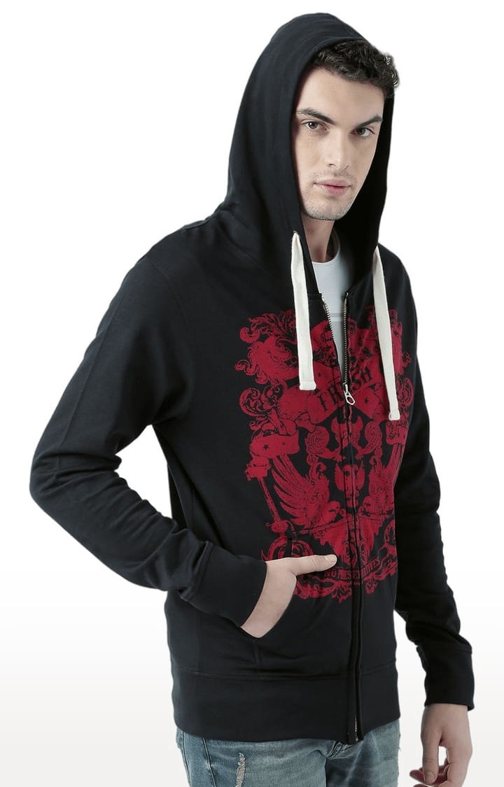 Men's Black Printed Hoodies