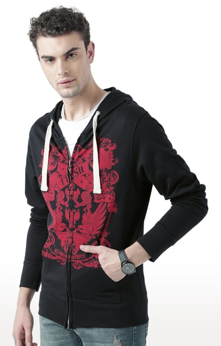 Men's Black Printed Hoodies