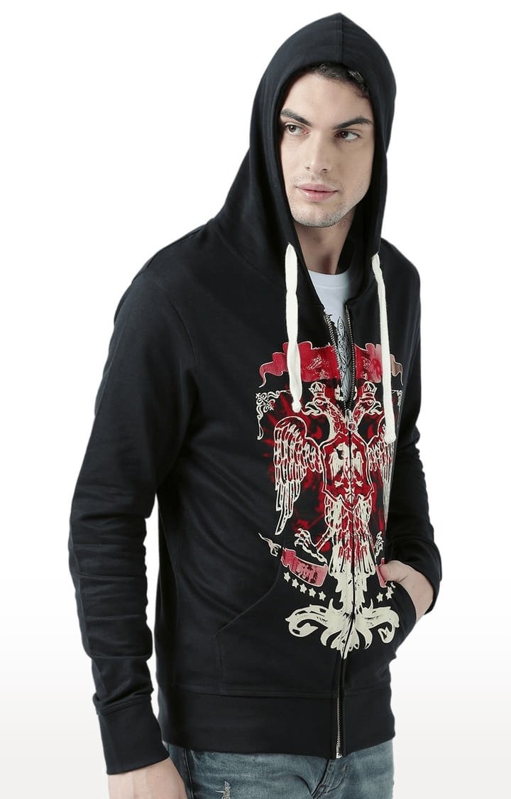 Men's Black Printed Hoodies