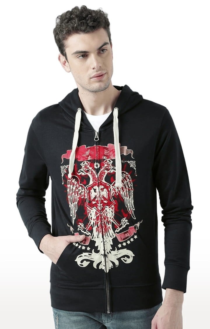 Men's Black Printed Hoodies