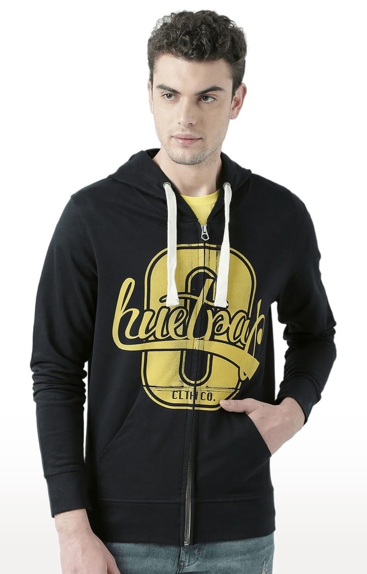 Men's Black Typographic Hoodies