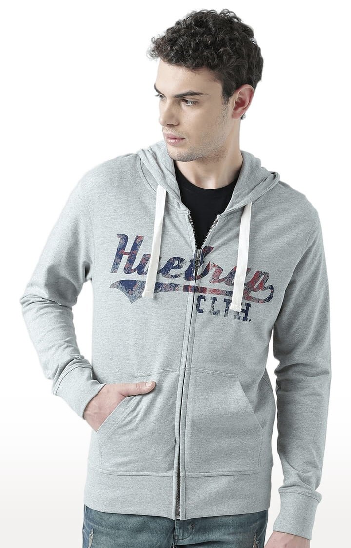 Men's Grey Typographic Hoodies