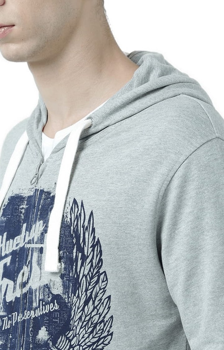 Men's Grey Printed Hoodies