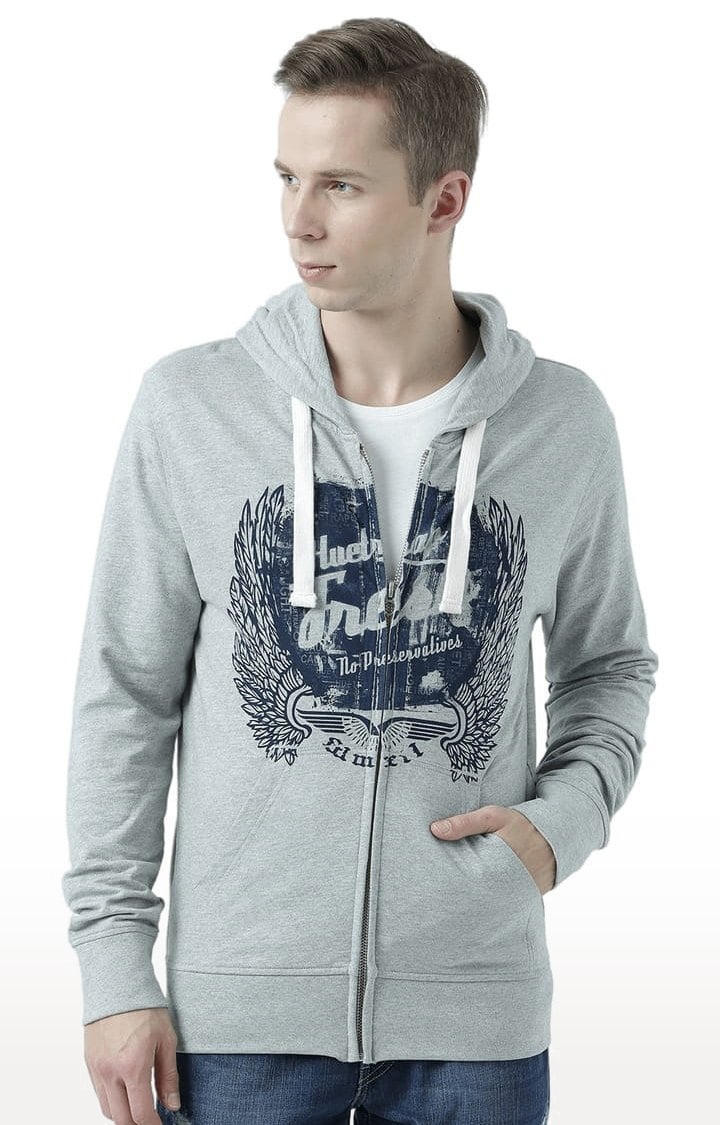 Men's Grey Printed Hoodies