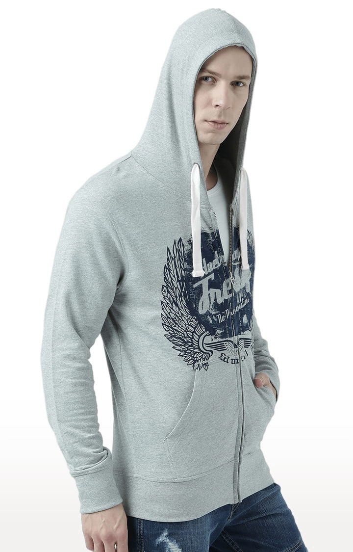 Men's Grey Printed Hoodies