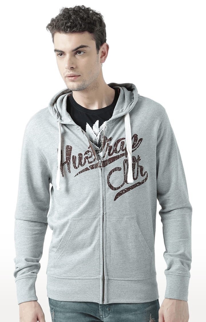 Men's Grey Typographic Hoodies