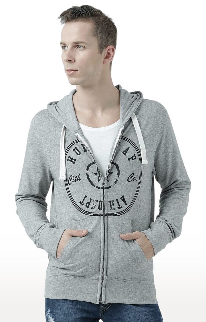 Men's Grey Typographic Hoodies