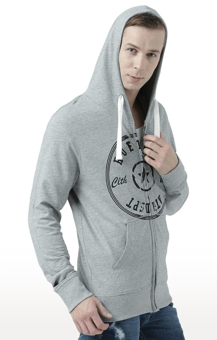 Men's Grey Typographic Hoodies