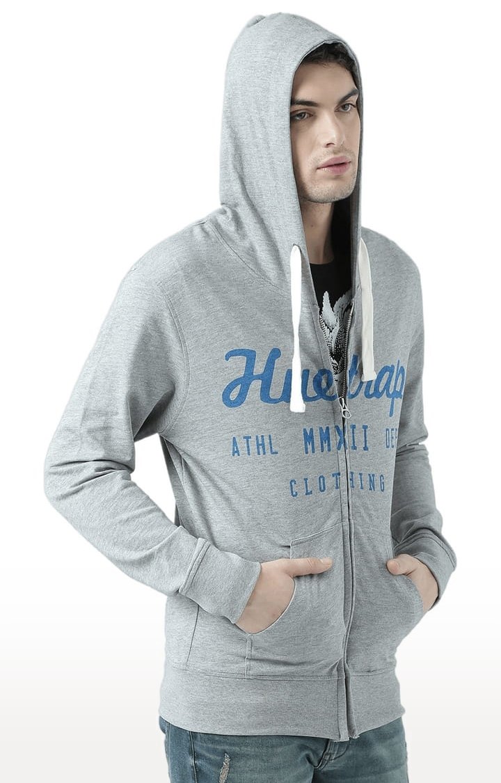 Men's Grey Typographic Hoodies