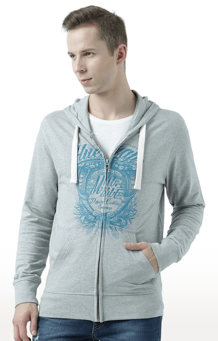 Men's Grey Printed Hoodies