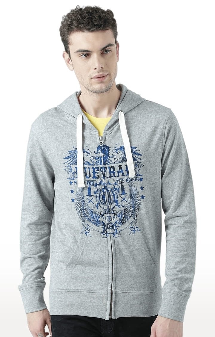 Men's Grey Printed Hoodies