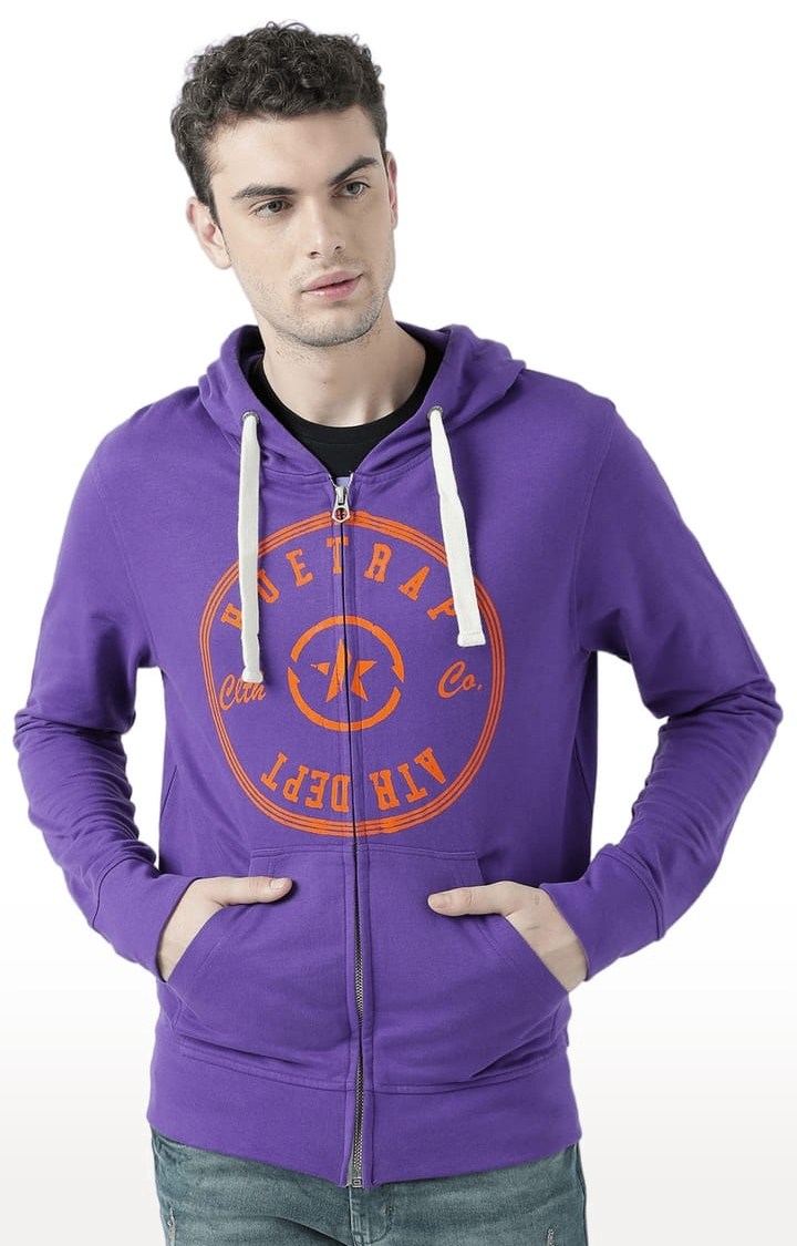 Men's Purple Typographic Hoodies