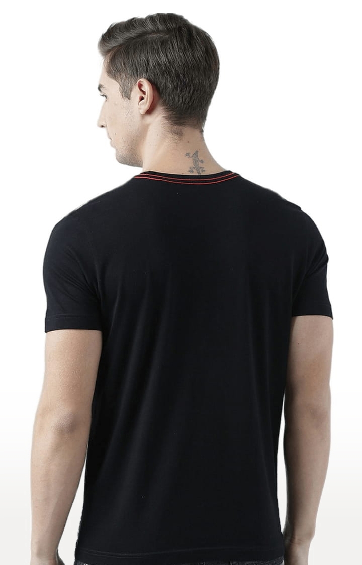 HUETRAP | Men's Black Cotton Graphic Printed Regular T-Shirt 4