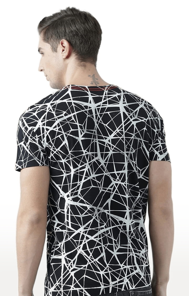 Men's Black Printed Regular T-Shirt