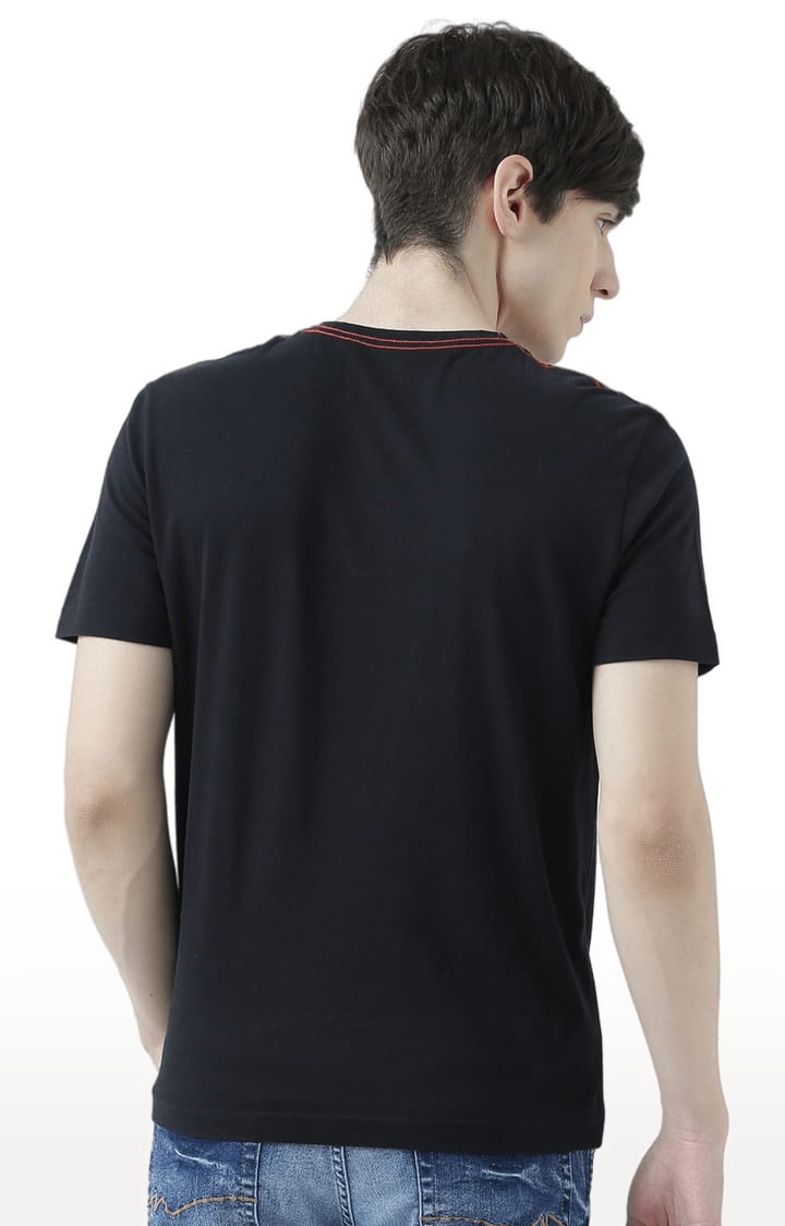 HUETRAP | Men's Black and Red Cotton Printed Regular T-Shirt 3