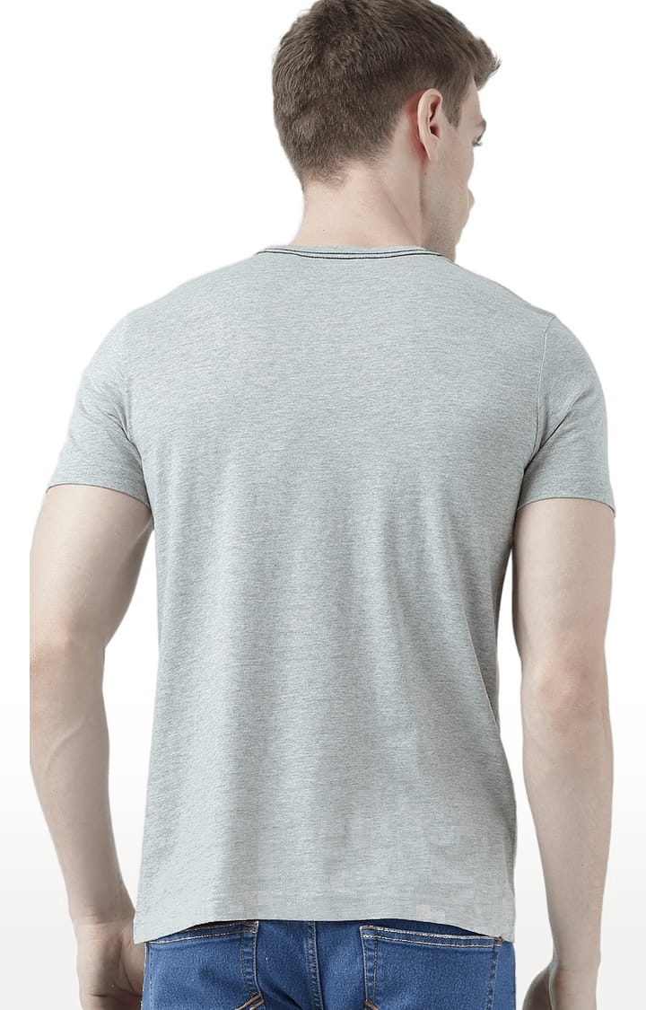 Men's Grey Printed Regular T-Shirt