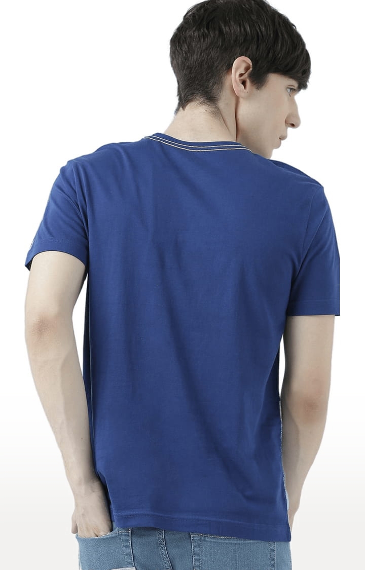 HUETRAP | Men's Blue Cotton Printed Regular T-Shirt 3