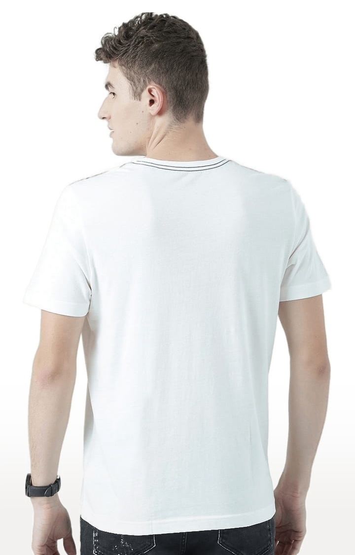 HUETRAP | Men's Off White Cotton Printed Regular T-Shirt 3