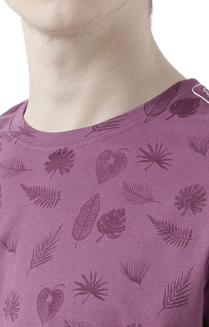 HUETRAP | Men's Pink Cotton Printed Regular T-Shirt 4