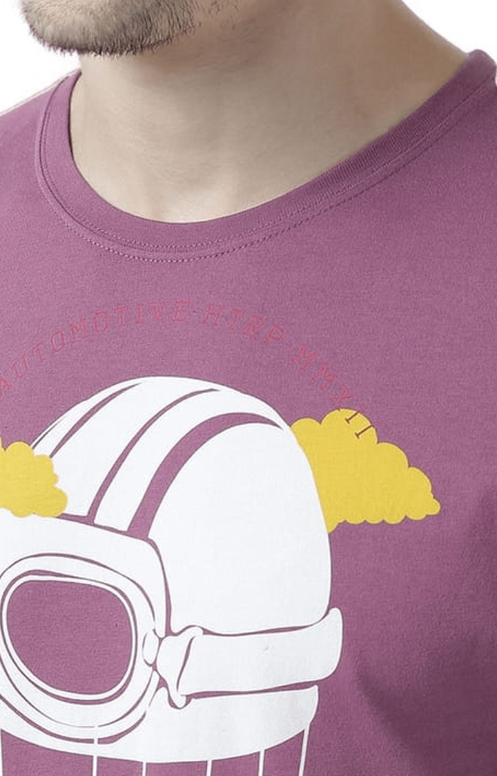 HUETRAP | Men's Pink Cotton Printed Regular T-Shirt 4