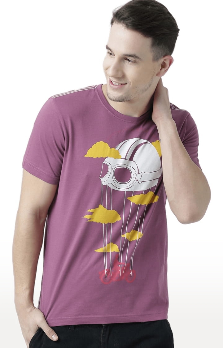 HUETRAP | Men's Pink Cotton Printed Regular T-Shirt 0