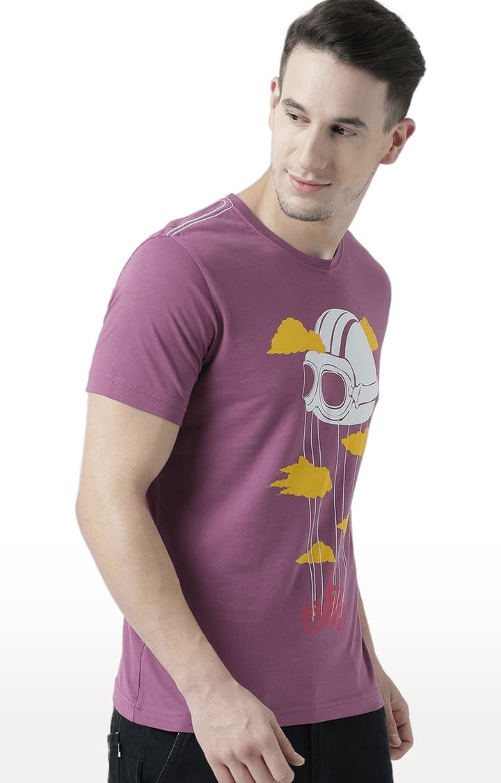 HUETRAP | Men's Pink Cotton Printed Regular T-Shirt 1