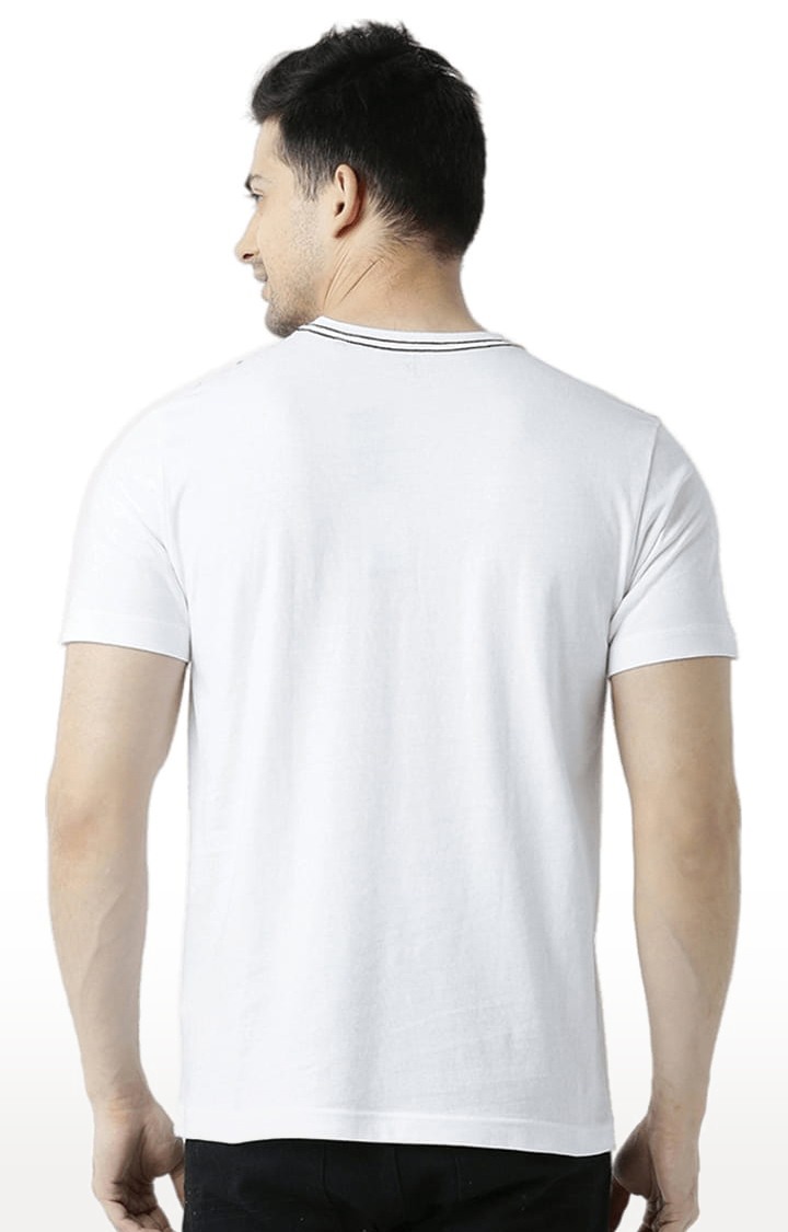 HUETRAP | Men's White Cotton Printed Regular T-Shirt 3