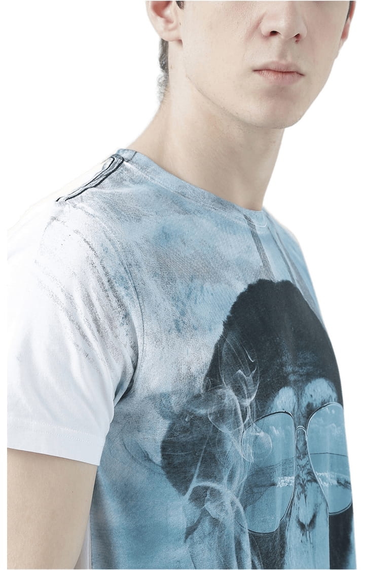 HUETRAP | Men's White Cotton Printed Regular T-Shirt 4