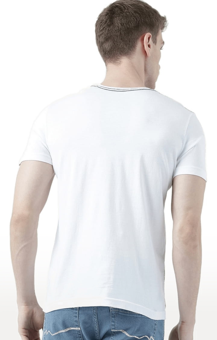 HUETRAP | Men's White and Black Cotton Graphic Printed Regular T-Shirt 3