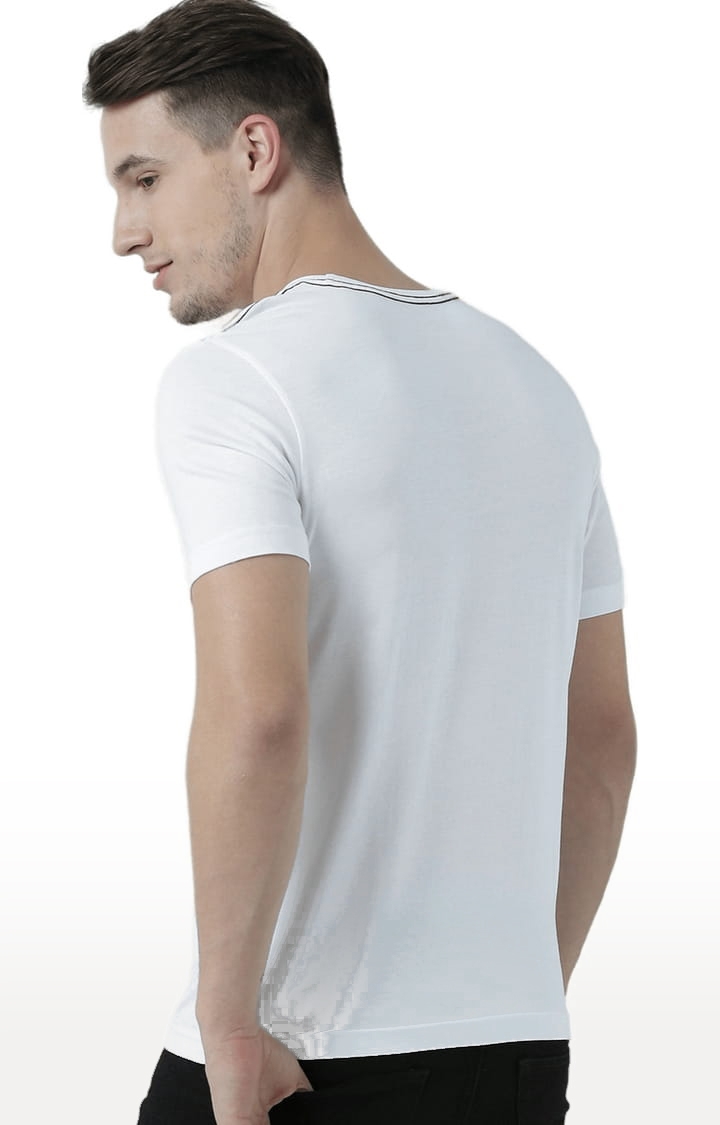 Men's White Printed Regular T-Shirt