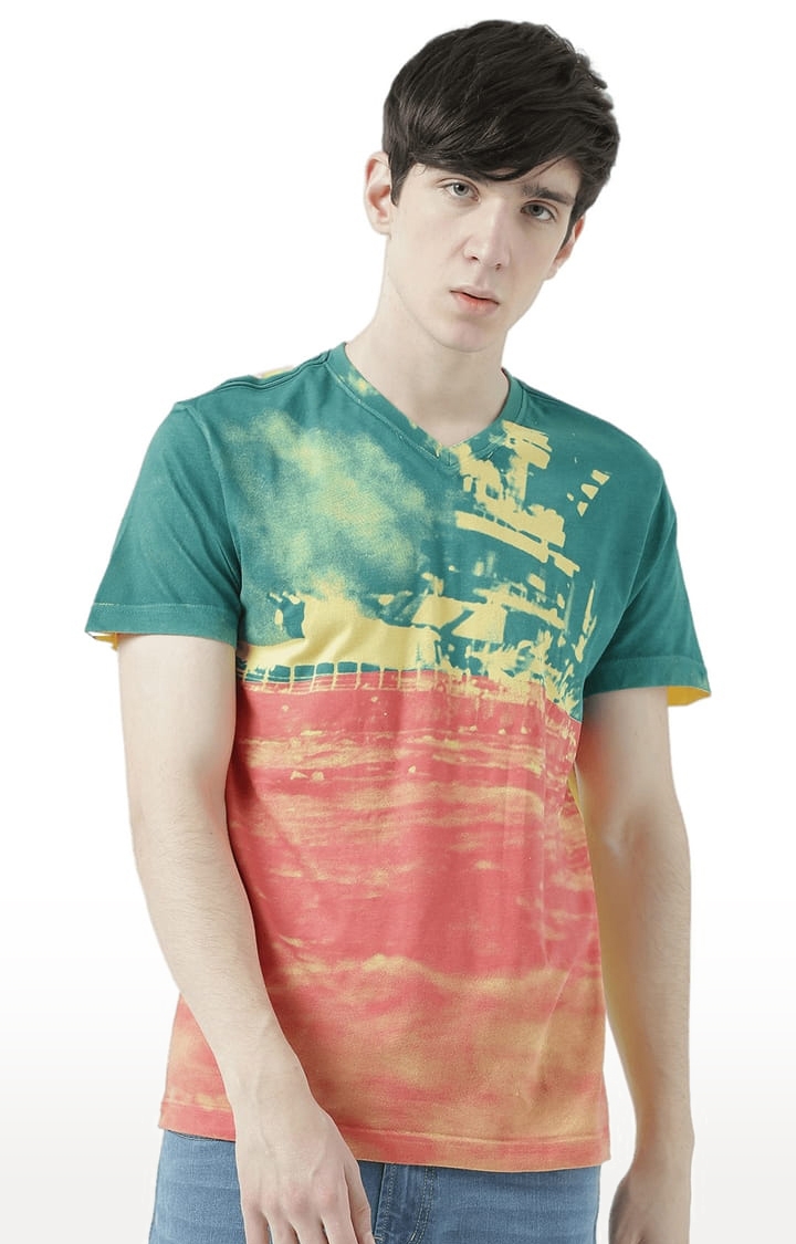 HUETRAP | Men's Multicolour Cotton Printed Regular T-Shirt 0