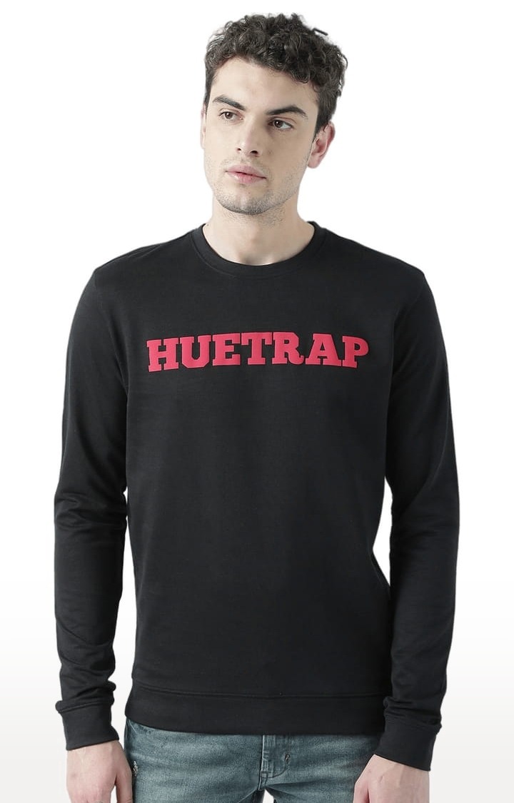 HUETRAP | Men's Black Typographic Sweatshirts