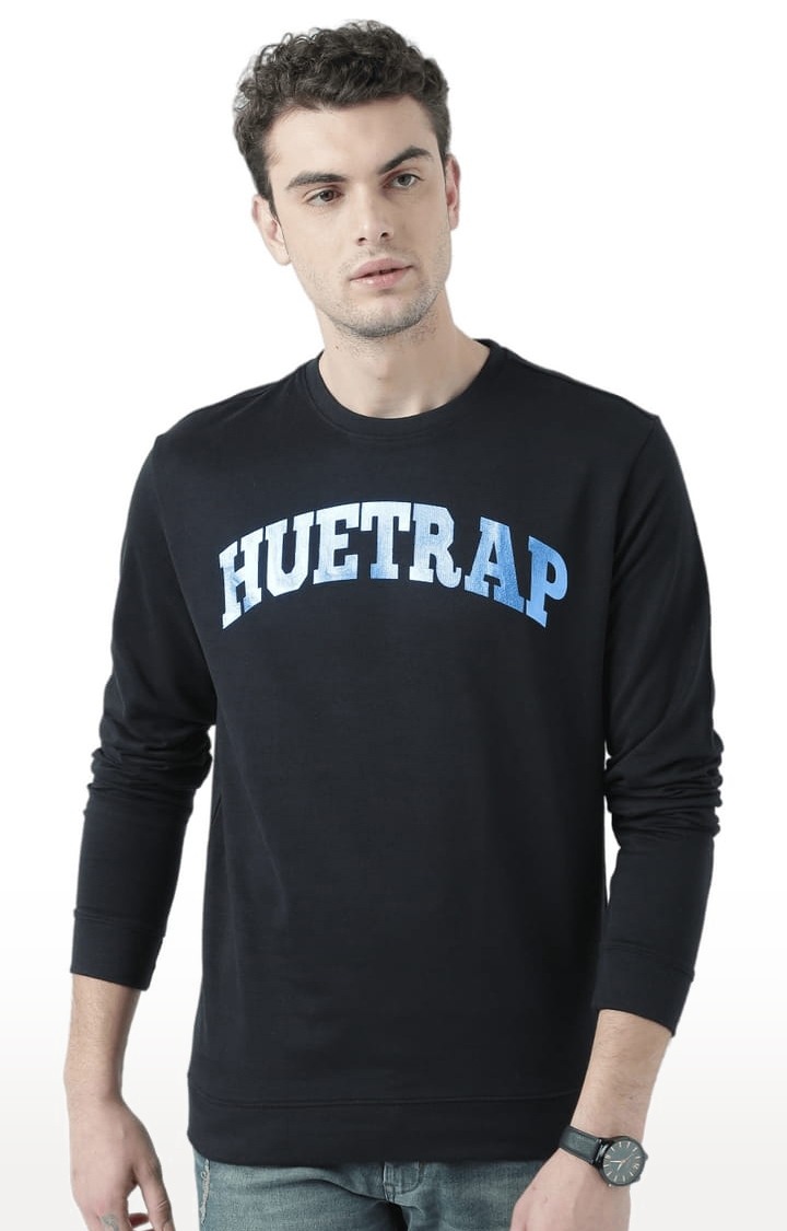 HUETRAP | Men's Black Typographic Sweatshirts