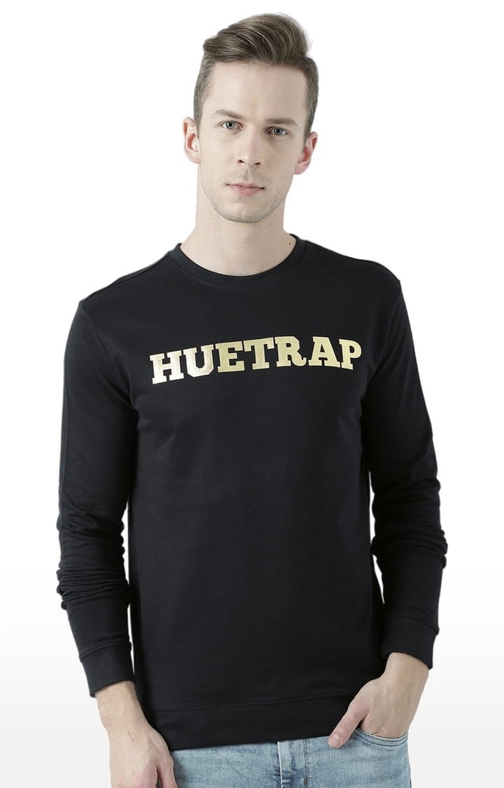 HUETRAP | Men's Black Typographic Sweatshirts