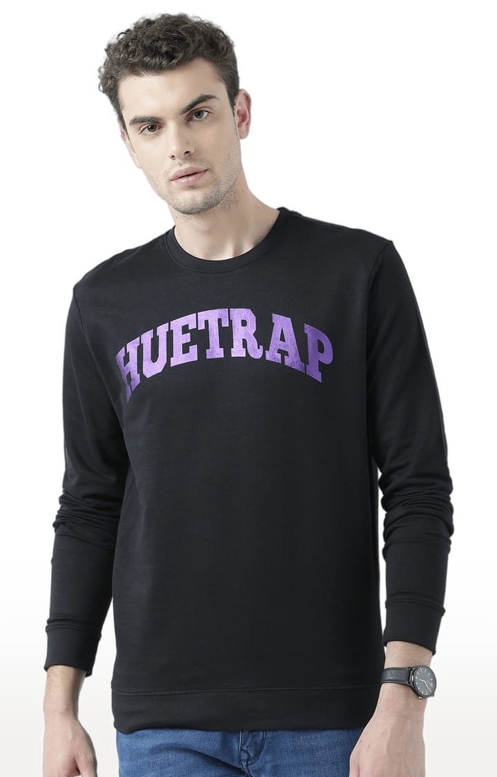HUETRAP | Men's Black Typographic Sweatshirts