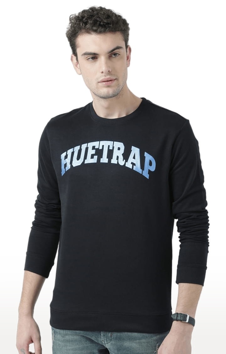 HUETRAP | Men's Black Typographic Sweatshirts