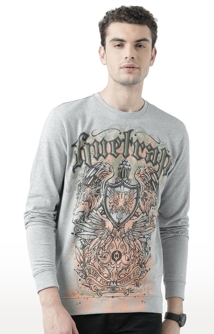 Men's Grey Printed Sweatshirts