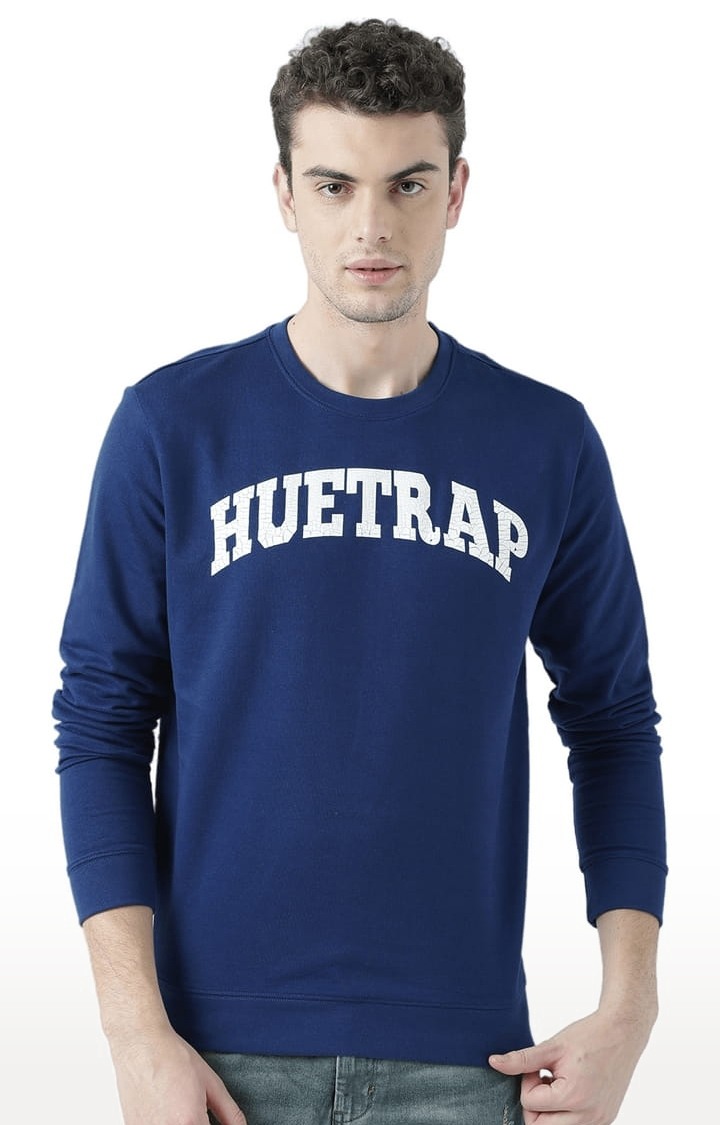 HUETRAP | Men's Blue Typographic Sweatshirts