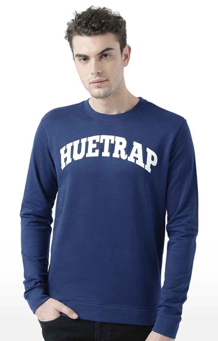 HUETRAP | Men's Blue Typographic Sweatshirts