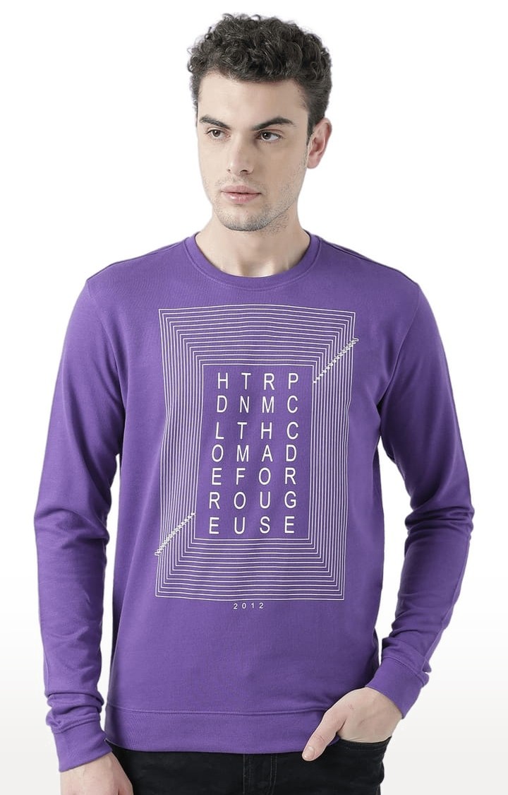 Men's Purple Typographic Sweatshirts