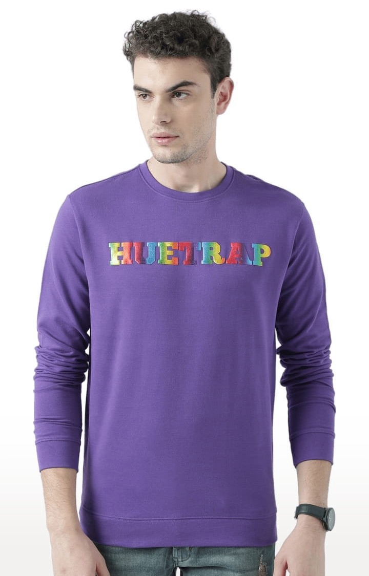 Men's Purple Typographic Sweatshirts