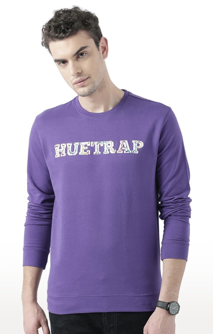 Men's Purple Typographic Sweatshirts