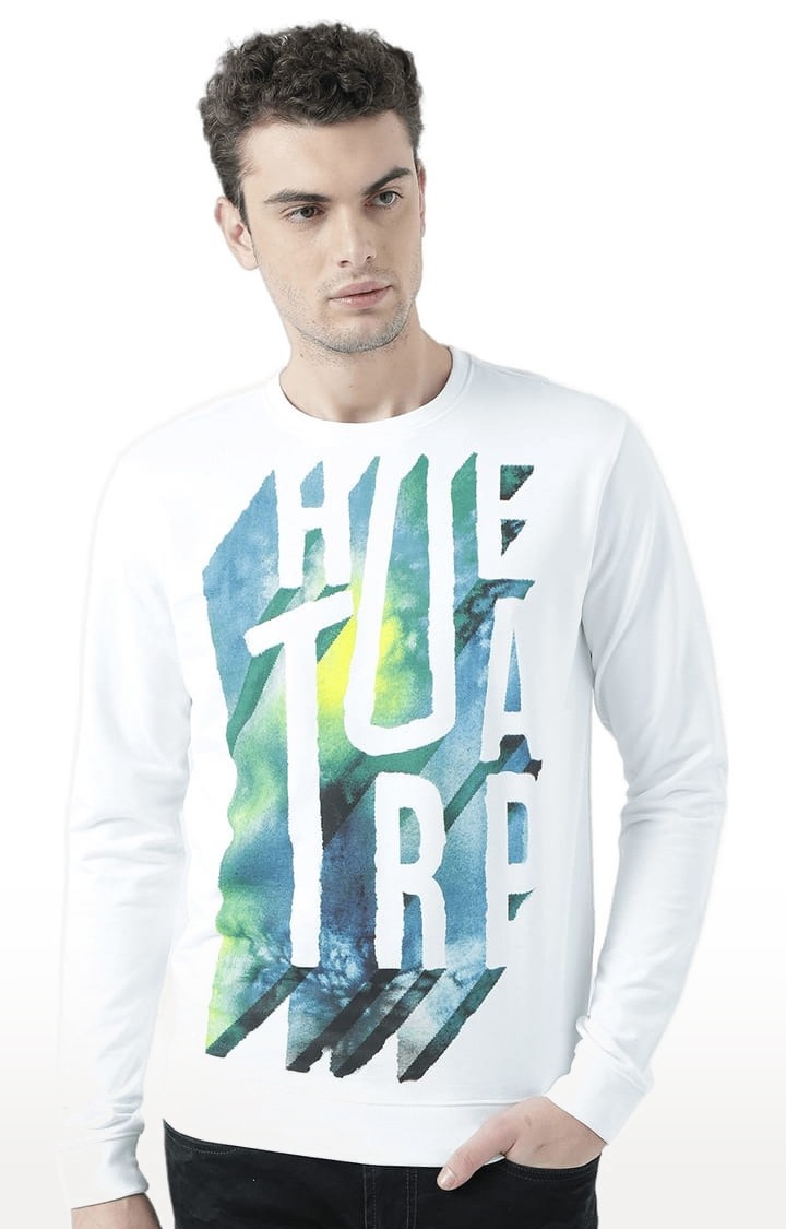 Men's White Typographic Sweatshirts