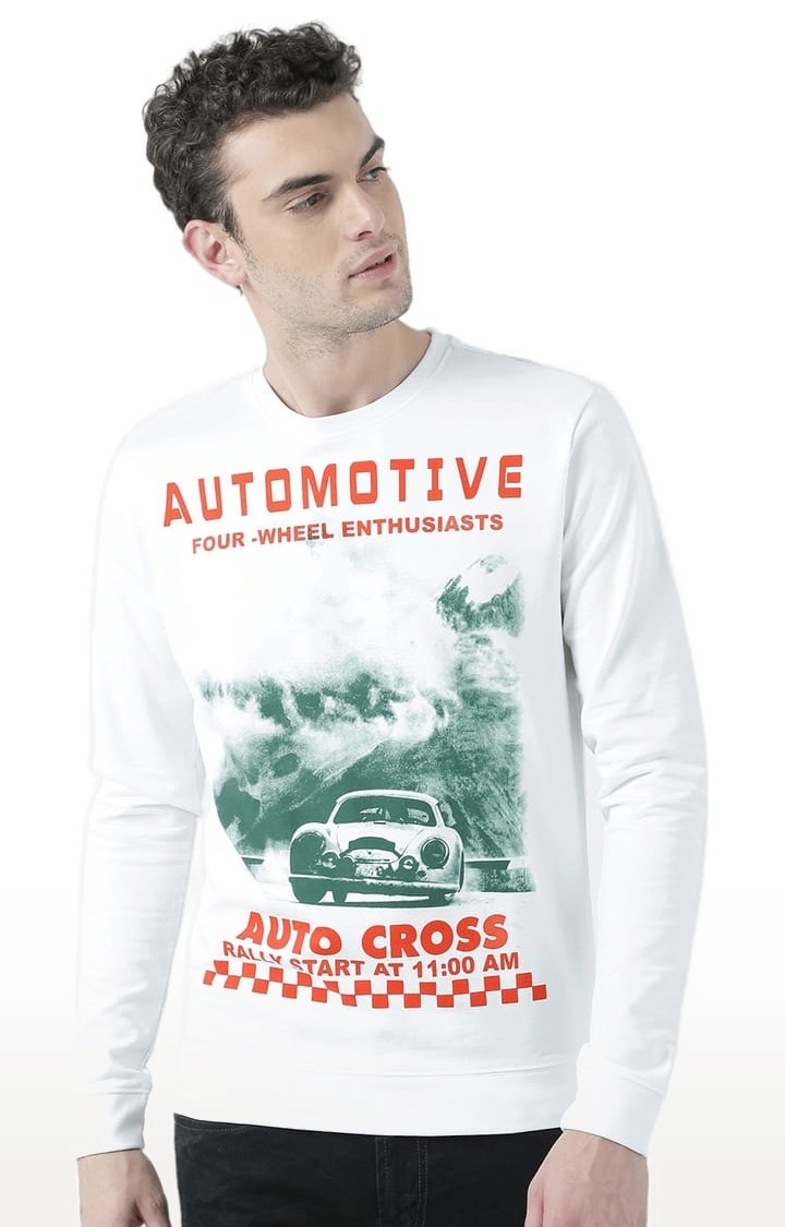 Men's White Typographic Sweatshirts