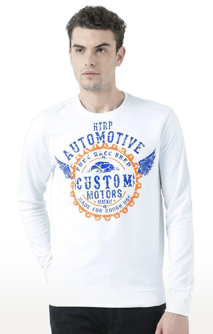 Men's White Typographic Sweatshirts