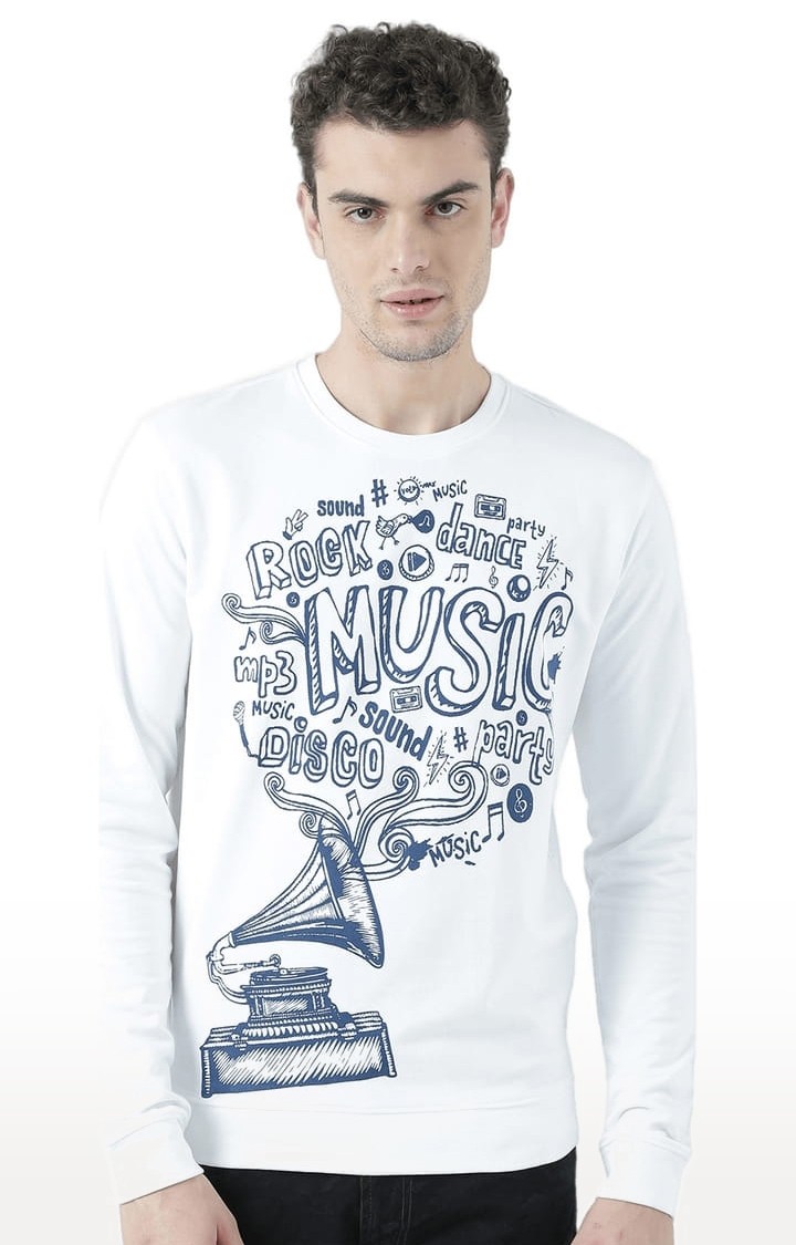Men's White Typographic Sweatshirts