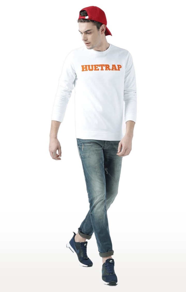 Men's White Typographic Sweatshirts