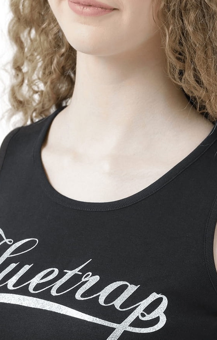 Women's Black Typographic Tank Top