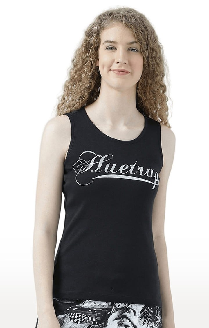 HUETRAP | Women's Black Typographic Tank Top